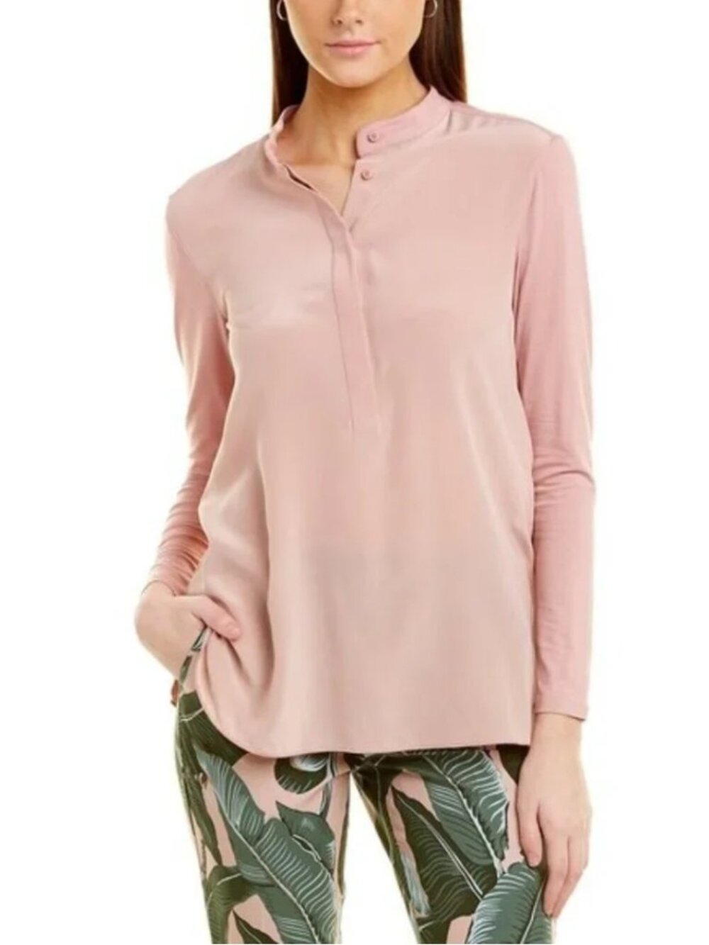 MaxMara Leisure Mauve Pink Long-Sleeve Mixed Media Blouse